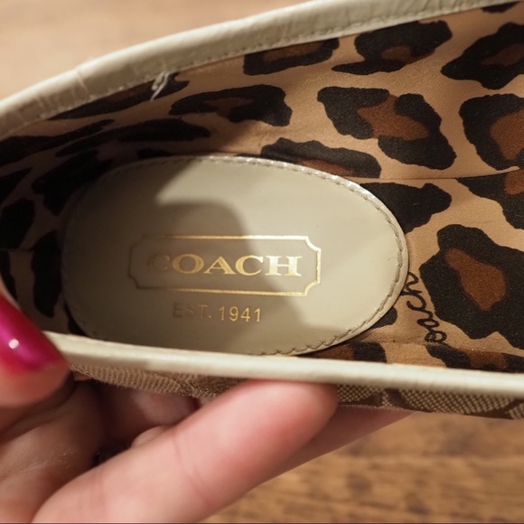 Coach sz 7 Laren white leather signature ballet flats turnlock - Picture 12 of 15